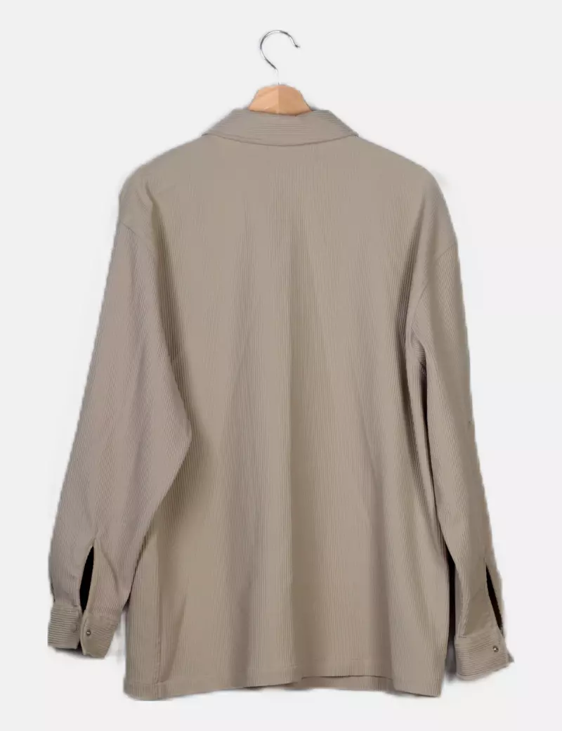 Bershka Sobrecamisa canalé beige