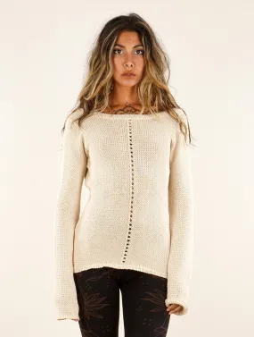 Jersey de punto reversible con abierto Enda Beige