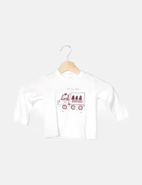 Mango Camiseta blanco dibujo