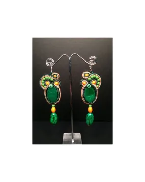 PENDIENTE SOUTACHE VERDE MEDIANO