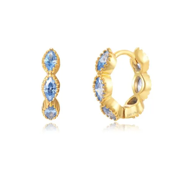 Pendientes en Plata de ley Atenea Gold Azul