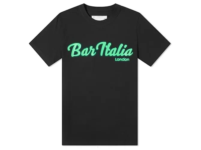 Sacai de hombre de color negro / Camiseta Bar Italia Verde 