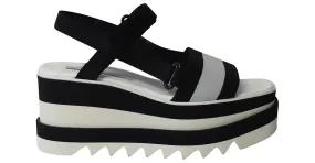 Stella Mc Cartney Sandalias con plataforma gruesa Elyse de Stella Mccartney en lona negra monocromática Negro 