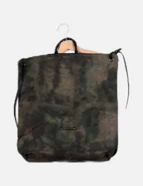 Zara Mochila verde estampada cuadrada